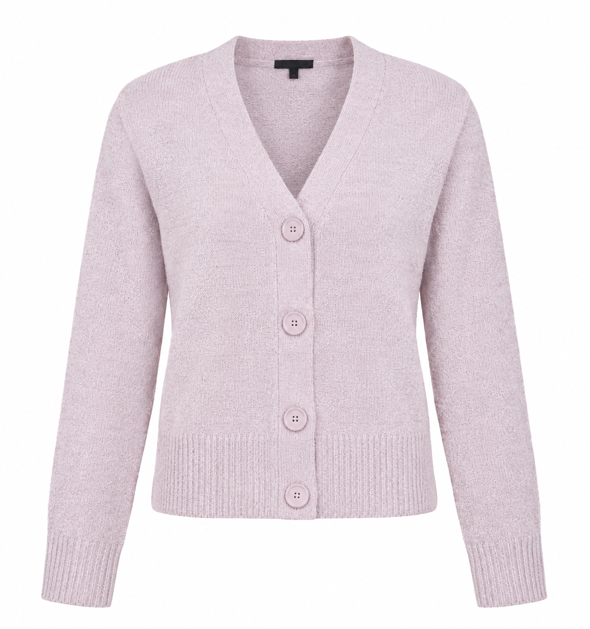 NEW LOOK ladies’ pink knitted cardigan in UK Size S. V-neck, button-front design with long sleeves and ribbed trims. Perfect for casual layering.