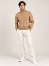 NEW LOOK Men Camel Brown Roll Neck Knitted Jumper