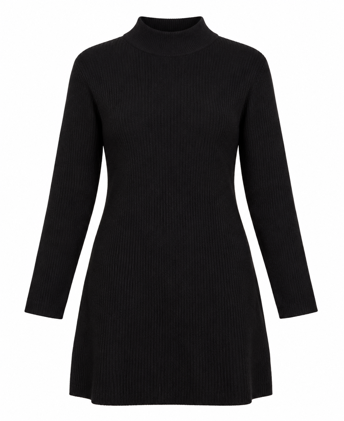 NEW LOOK women’s black ribbed high neck knit dress in UK Size M. A stylish long-sleeve winter essential for casual, work and everyday wear.