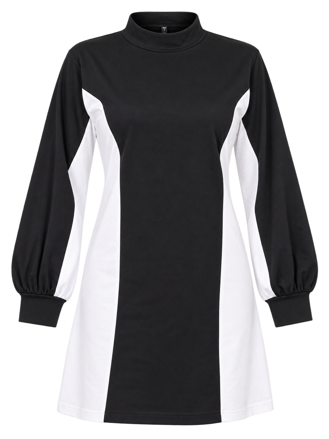 NEW LOOK women’s black and white colour block tunic top in UK Size M. Stylish long sleeves, high neck and relaxed longline fit for everyday wear.