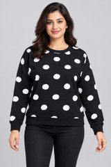New Look Women Black & White Polka Dot Sweatshirt