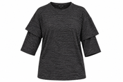 NEW LOOK women’s charcoal grey layered double sleeve T-shirt in UK Size L. Stylish relaxed-fit top with a textured finish for everyday wear.