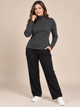 New Look Women Charcoal Grey Marl Roll Neck Long Sleeve Top