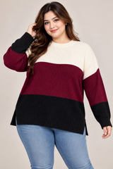 NEW LOOK Women Colour Block Ribbed Knit Jumper