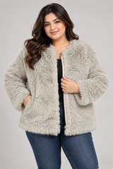 NEW LOOK Women Fluffy Faux Fur Open Front Jacket