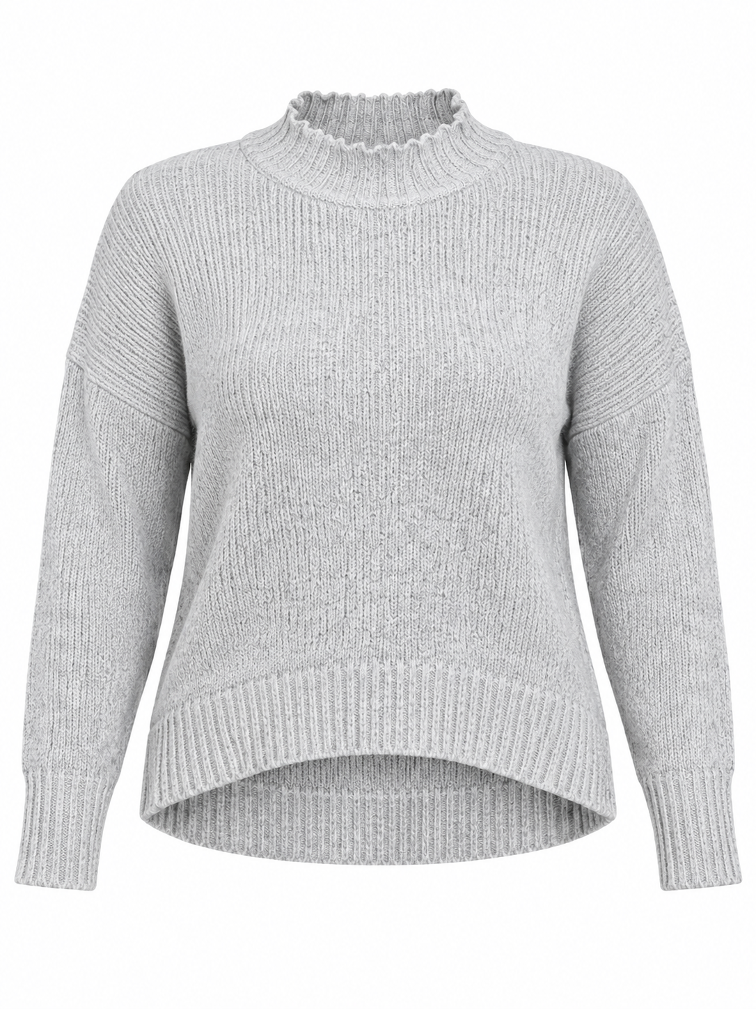 NEW LOOK Women's Light Grey Knitted Jumper in UK Size 3XL. Features a stylish high-low hem, ribbed neckline and relaxed fit for everyday winter fashion.