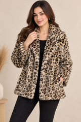 New Look Women’s Leopard Print Faux Fur Coat