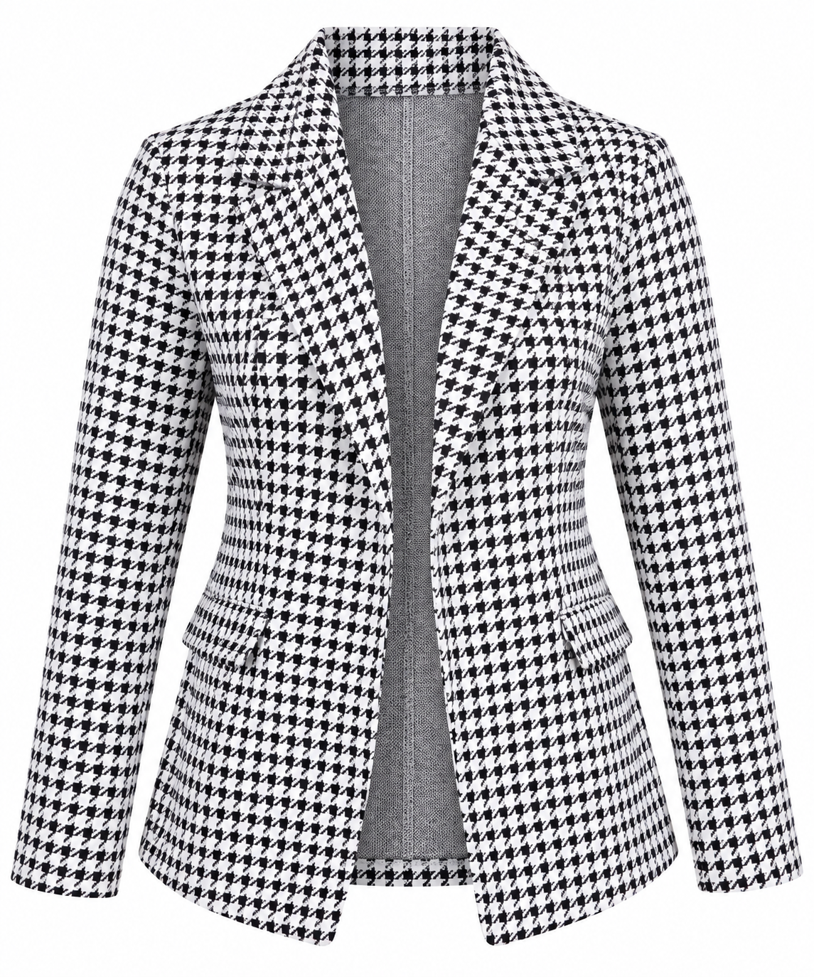  NEW LOOK Women's Black & White Houndstooth Collared Blazer in UK Size M. Chest 18", length 26". Stylish smart-casual women's fashion.