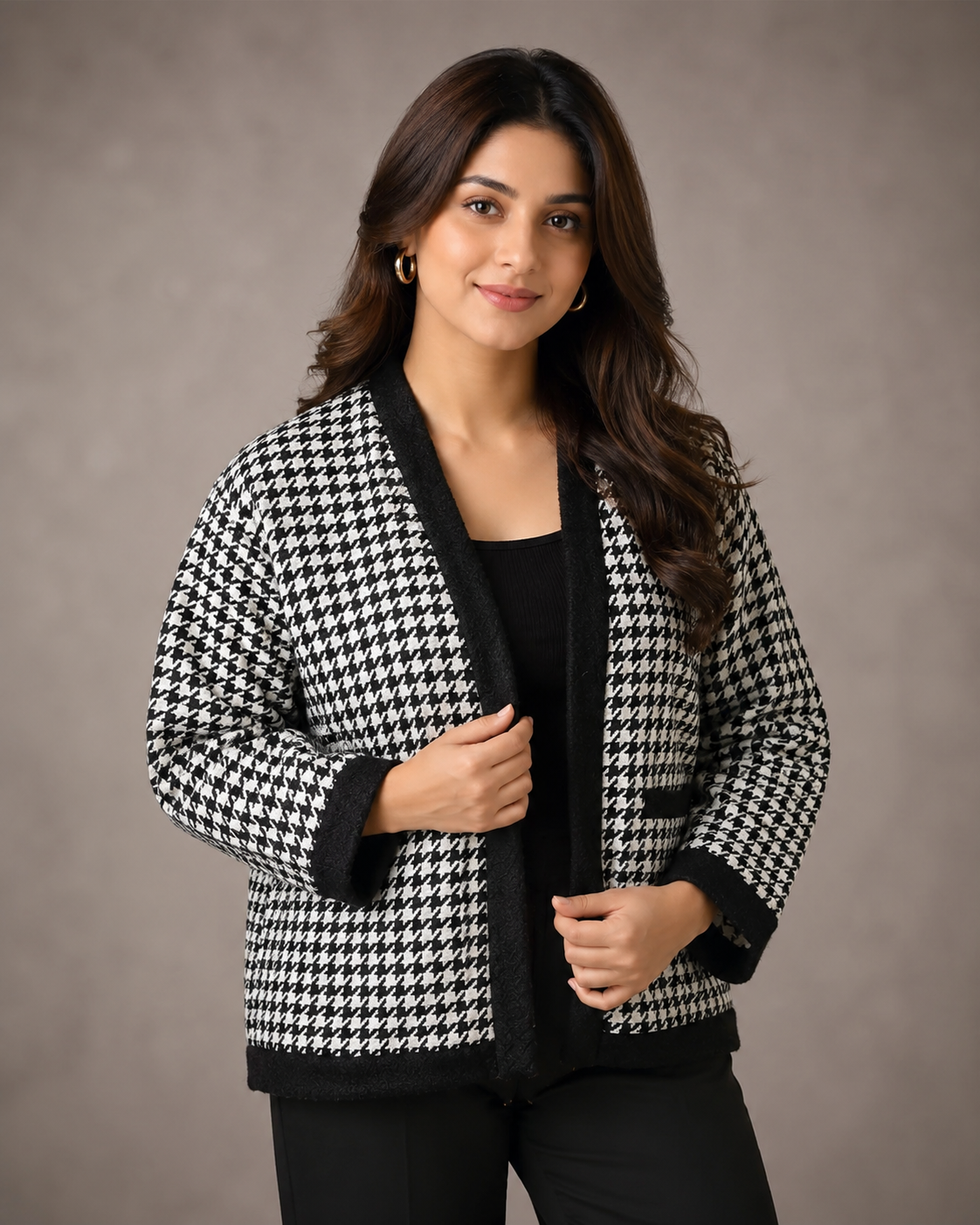 new-look-womens-black-white-houndstooth-open-front-knit-jacket