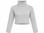  New Look Women's Grey Ribbed Cropped Turtleneck Sweater in UK Size 12. Stylish, cozy knitwear for casual and winter outfits at UK Customer Returns.