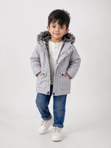 Next Baby Boys Grey Faux Fur Hooded Winter Parka Jacket