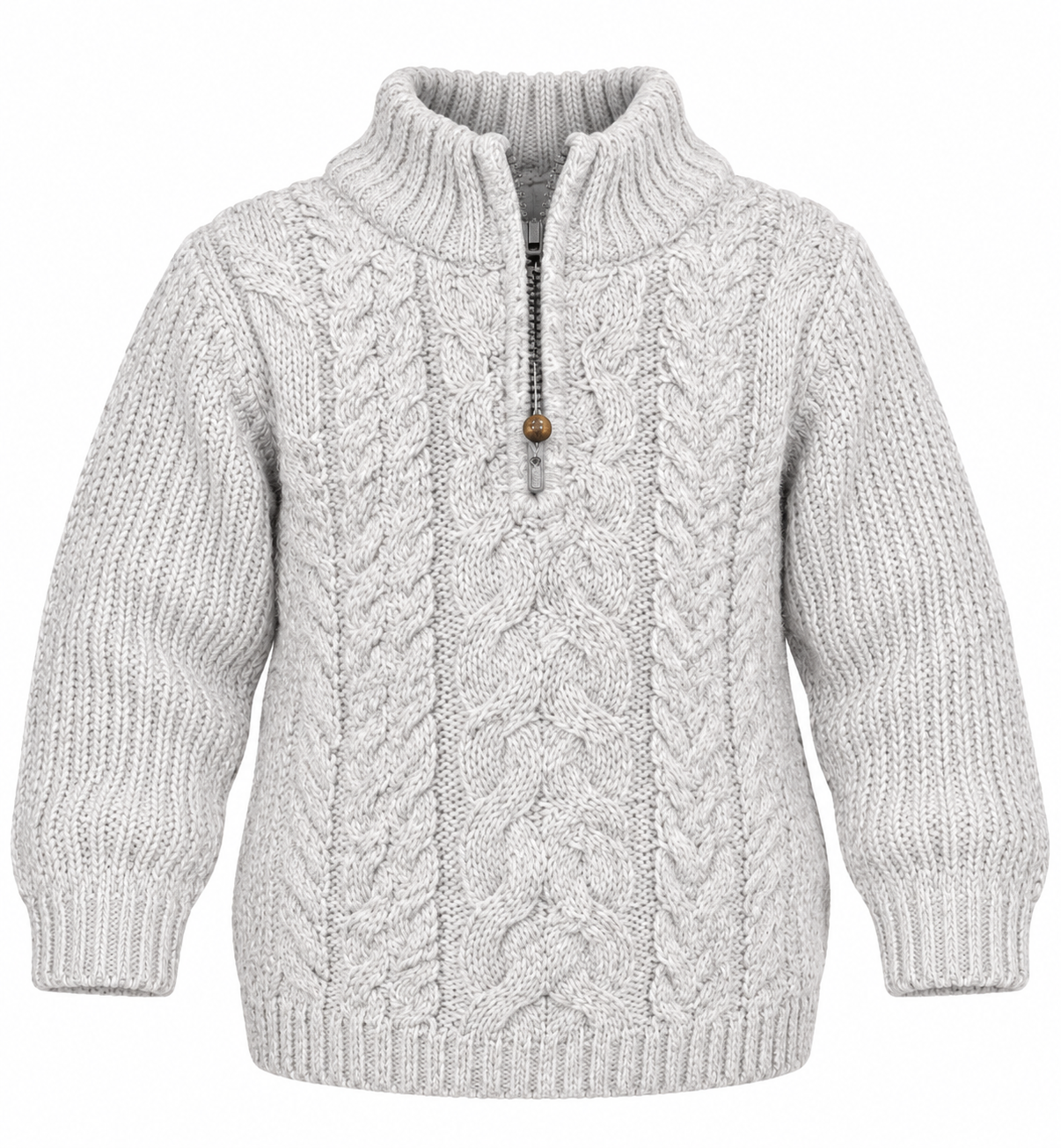  Next Baby Girls Light Grey Cable Knit Half Zip Jumper, UK age 1–2 years. Cozy, stylish winter knitwear with a classic textured design.