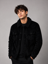 NEXT Black Sherpa Collar Trucker Jacket