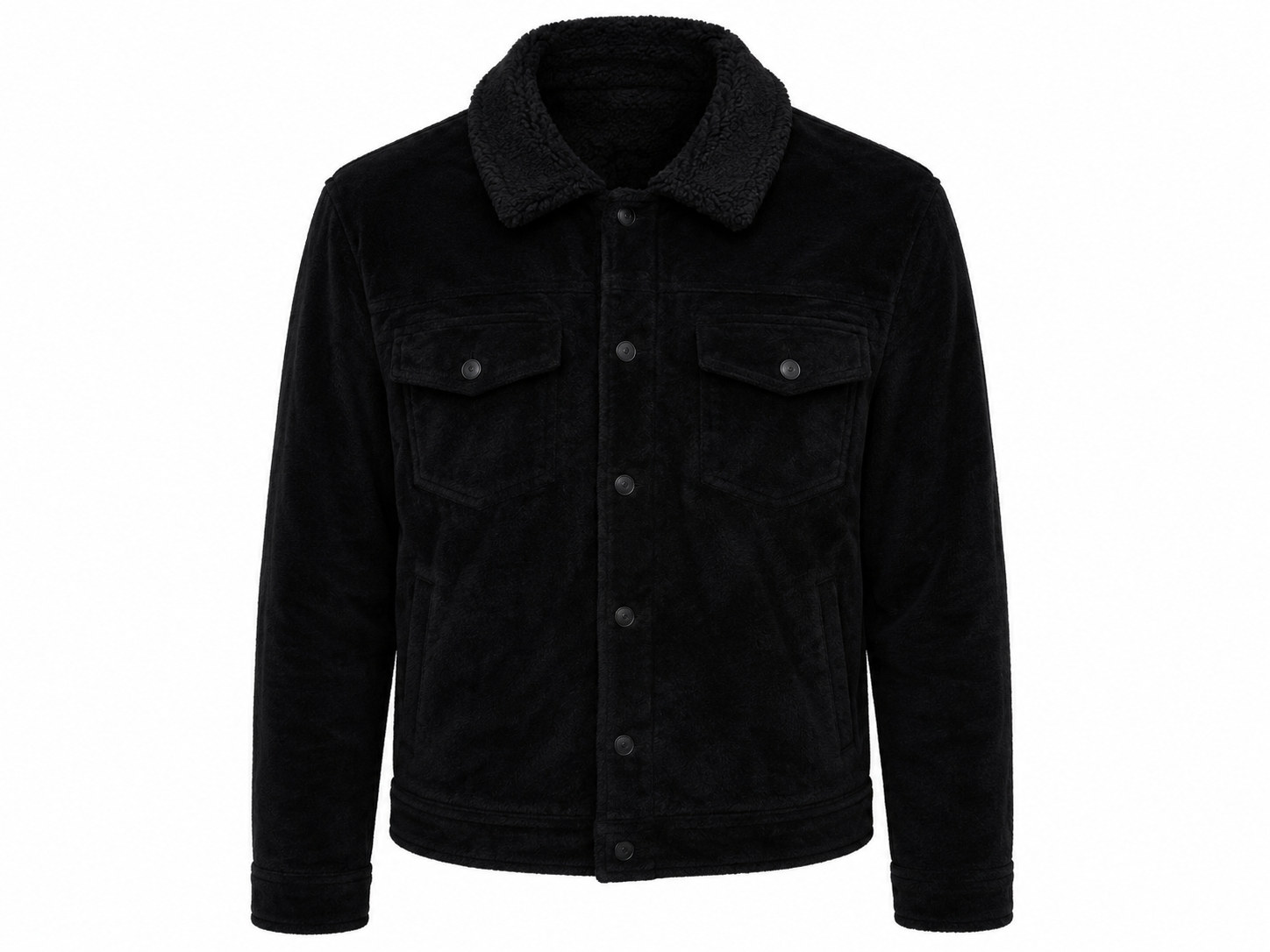 NEXT Black Sherpa Collar Trucker Jacket in UK Size L. Stylish black design with a warm textured collar, button fastening and practical pockets