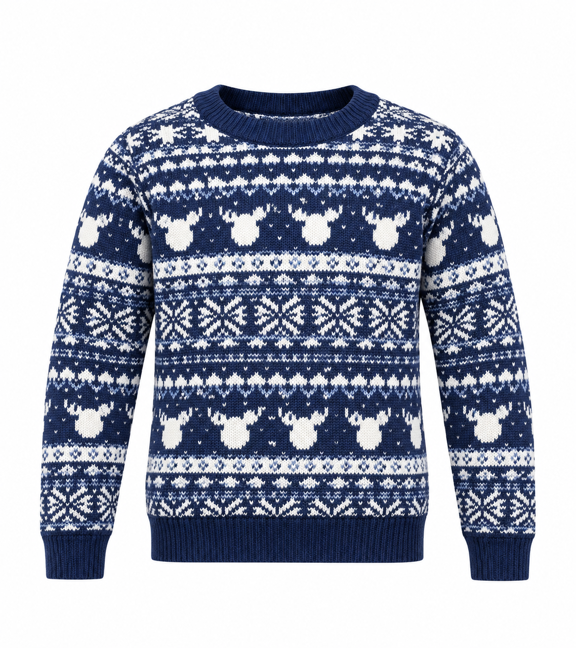  the Next boys’ navy blue and white Fair Isle knitted sweater in UK size 2–3 years. A stylish winter jumper for little boys.