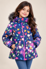 Next Girl Heart Print Padded Hooded Winter Jacket