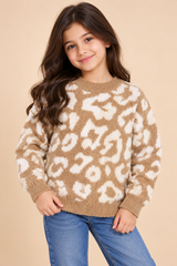 Next Girls’ Beige & Cream Leopard Print Knitted Jumper