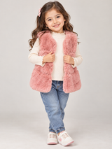Next Girls Pink Faux Fur Sleeveless Gilet Vest