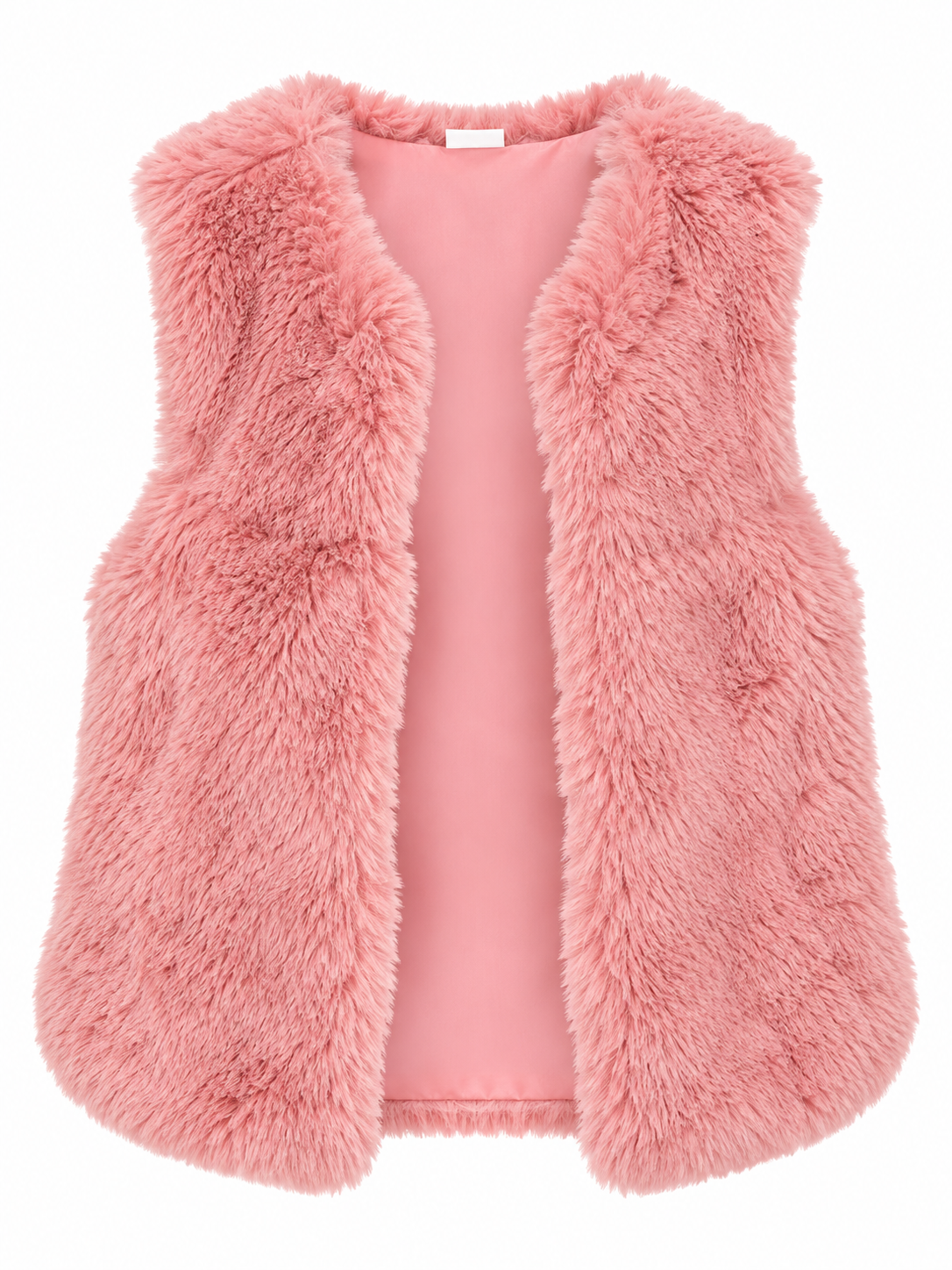  Next Girls Pink Faux Fur Gilet in UK Size 3–4 Years. Soft, fluffy sleeveless winter vest with smooth lining. Perfect for stylish girls' outfits.