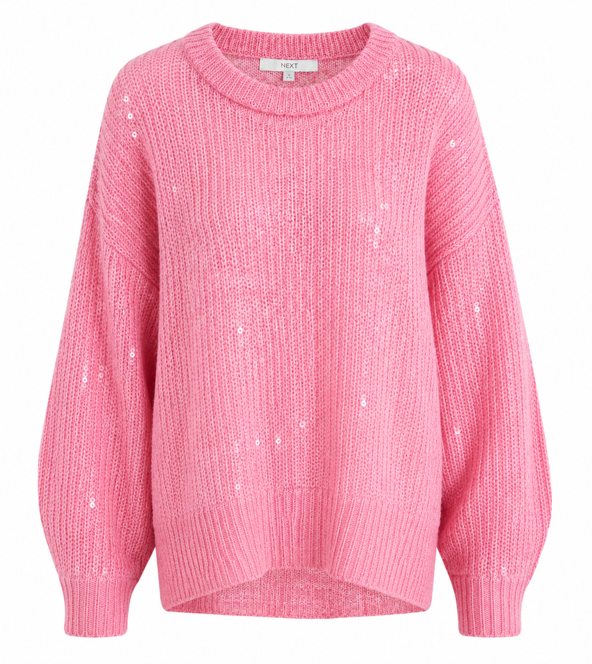 NEXT girls' pink knitted sequin jumper in UK Size 16. Soft textured knit with crew neck, long sleeves and subtle sparkle for stylish everyday outfits.