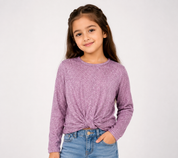  NEXT Girls Purple Glitter Long Sleeve Top, UK Size 7 Years. Stylish twist-front design, sparkling finish and versatile look for casual or party wear.