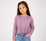 Next Girls Purple Glitter Long Sleeve Twist Front Top