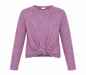  NEXT Girls Purple Glitter Long Sleeve Top, UK Size 7 Years. Stylish twist-front design, sparkling finish and versatile look for casual or party wear.