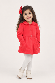  Next Girls Red Velvet Coat Dress, UK 3–4 Years. Featuring a Peter Pan collar, long sleeves, buttons and pockets, perfect for parties and occasions.