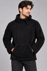 NEXT Men Black Teddy Fleece Hoodie
