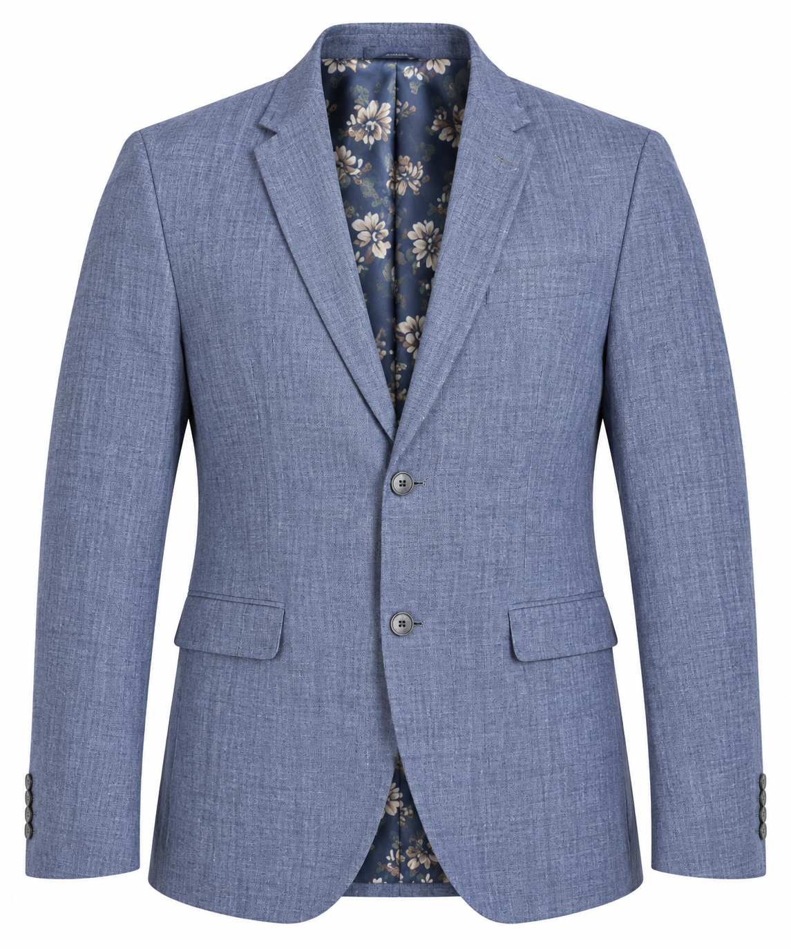 original NEXT men's blue textured blazer with floral lining. A stylish tailored jacket for formal and smart-casual wear. UK Size [Add Size].