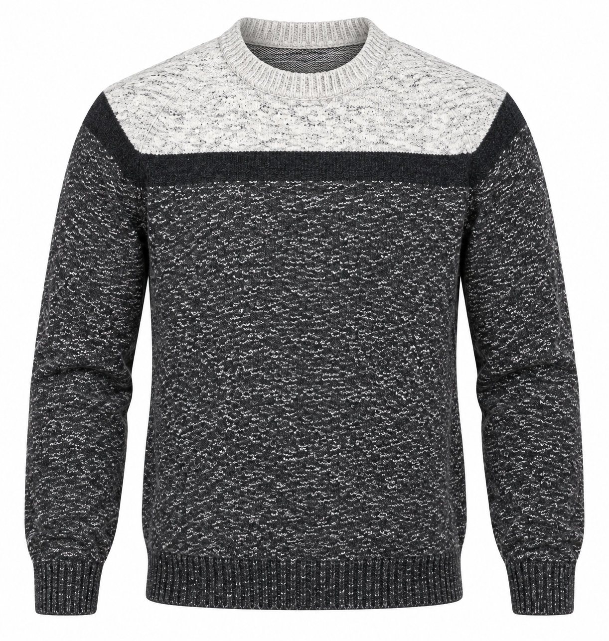 this NEXT men’s charcoal grey and white colour block knitted jumper in UK Size M. Stylish crew neck knitwear ideal for casual and winter wear.