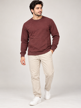 NEXT Men Dusty Brown Crew Neck Sweatshirt with Side Pockets