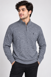  Next men’s grey quarter-zip jumper in UK Size M. Stylish textured pullover in 4-star very good condition, ideal for casual and smart-casual wear.