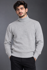NEXT Men Light Grey Knitted Turtleneck Sweater