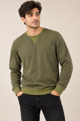 Next Men Olive Green Crew Neck Sweatshirt