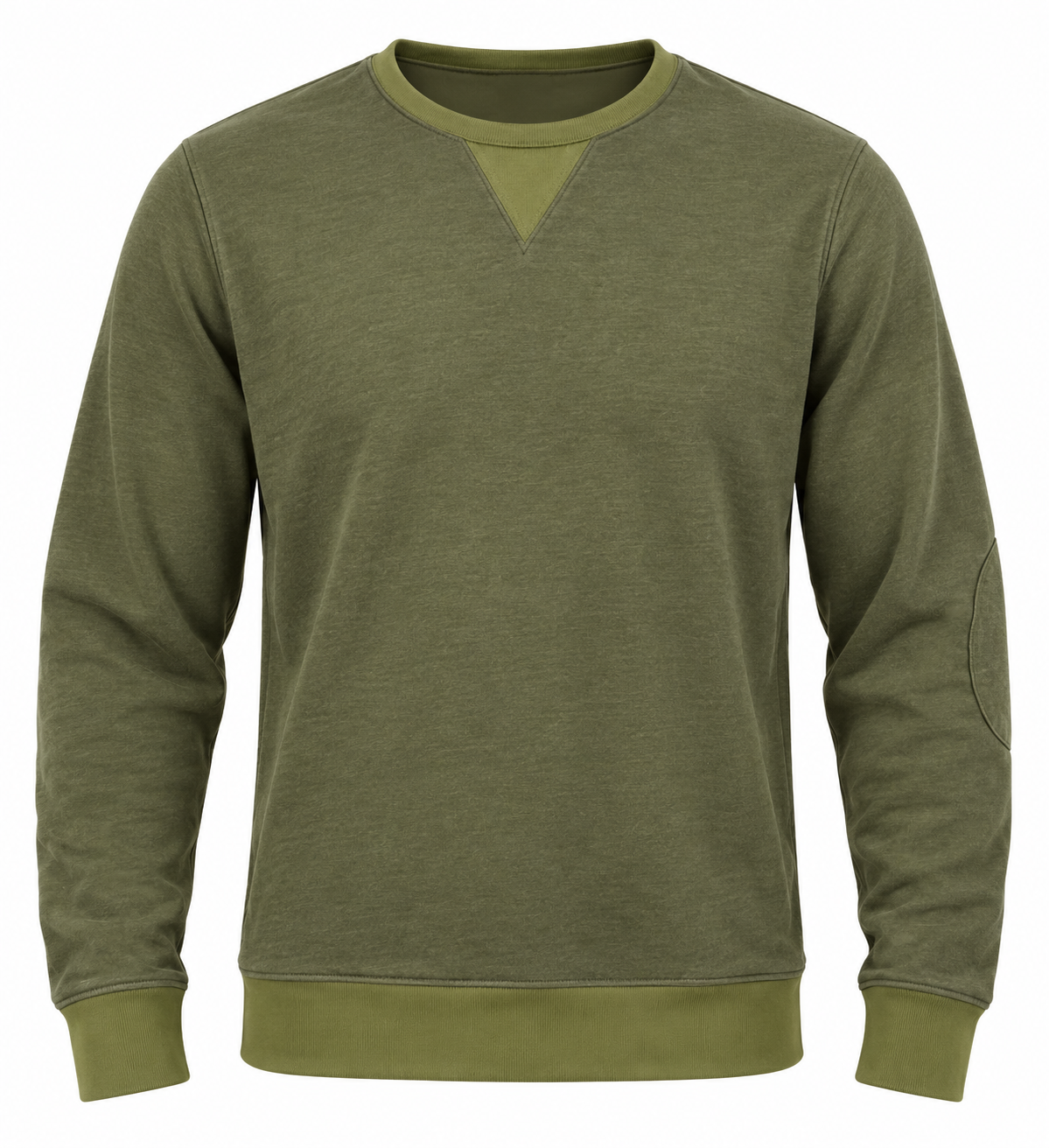   Next men’s olive green crew neck sweatshirt in UK Size S, featuring long sleeves, ribbed trims and stylish elbow detailing. Ideal for casual everyday wear.
