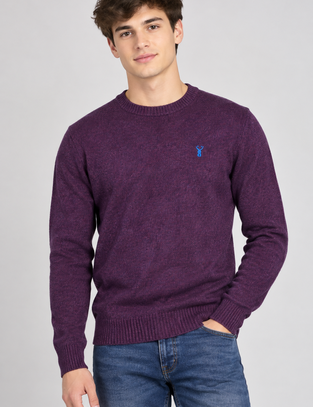  Next men’s purple knitted jumper in UK size L. Classic crew neck, long sleeves, ribbed trims and textured finish—perfect for casual everyday styling.