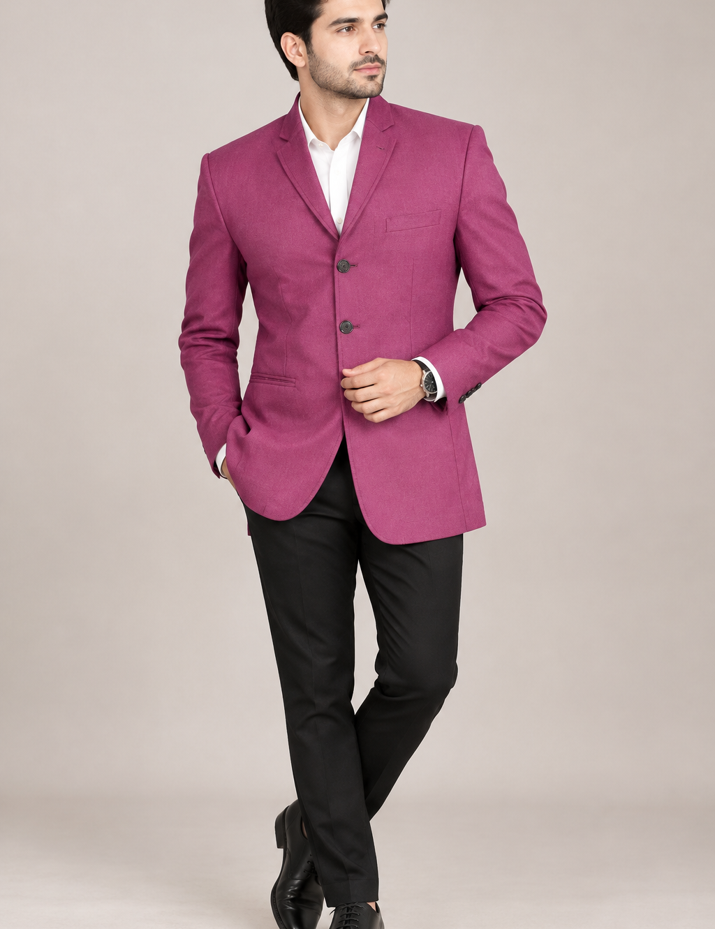   stylish Next men’s magenta tailored blazer in UK size L, featuring a smart formal design, button fastening, pockets and patterned lining. Ideal for weddings, business and special occasions.