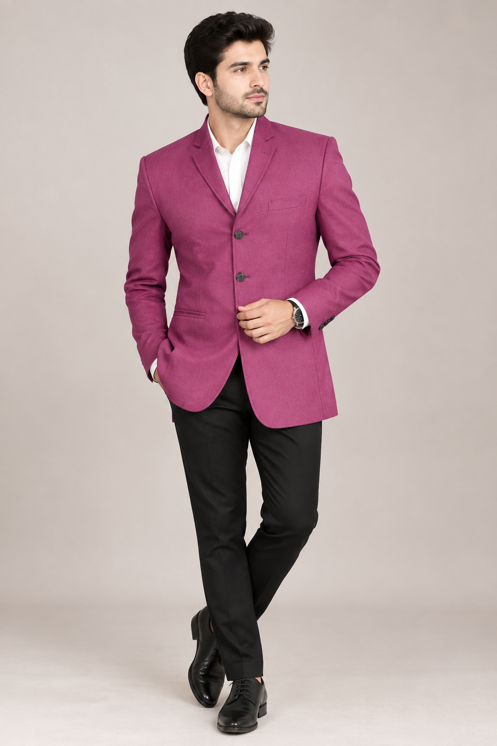   stylish Next men’s magenta tailored blazer in UK size L, featuring a smart formal design, button fastening, pockets and patterned lining. Ideal for weddings, business and special occasions.
