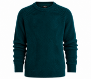 NEXT Men's Teal Ribbed Crew Neck Jumper in UK Size XL. Stylish chunky knit sweater with a classic design, comfortable fit, and versatile winter appeal.