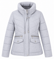 Shop Next Petite light grey quilted puffer jacket in UK XS. Stylish padded winter coat with high collar, zip pockets and practical design for everyday wear.