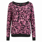 NEXT women's pink and black abstract print sweatshirt in UK Size L. Stylish long-sleeve casual top with black trim, comfortable relaxed fit and eye-catching design.