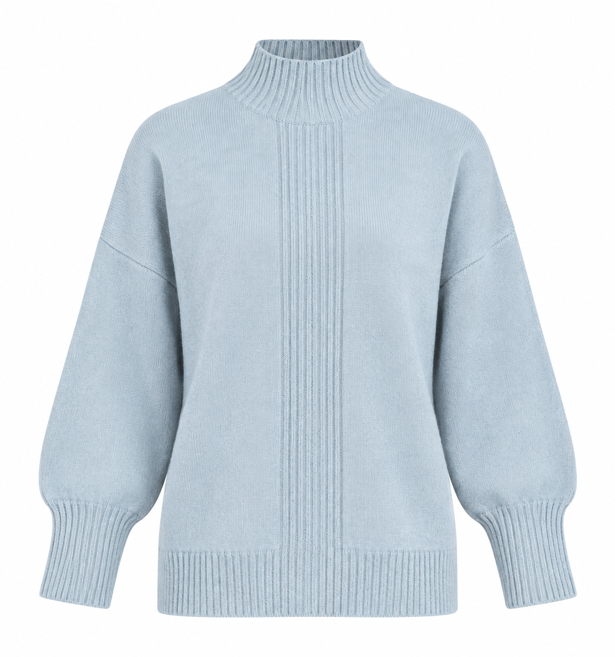  Next SP women's light blue knitted jumper in UK XL. Features a ribbed mock neck, long sleeves, ribbed cuffs and stylish front panel.