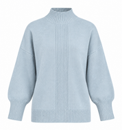  Next SP women's light blue knitted jumper in UK XL. Features a ribbed mock neck, long sleeves, ribbed cuffs and stylish front panel.