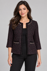 NEXT Women Black & Pink Textured Coat