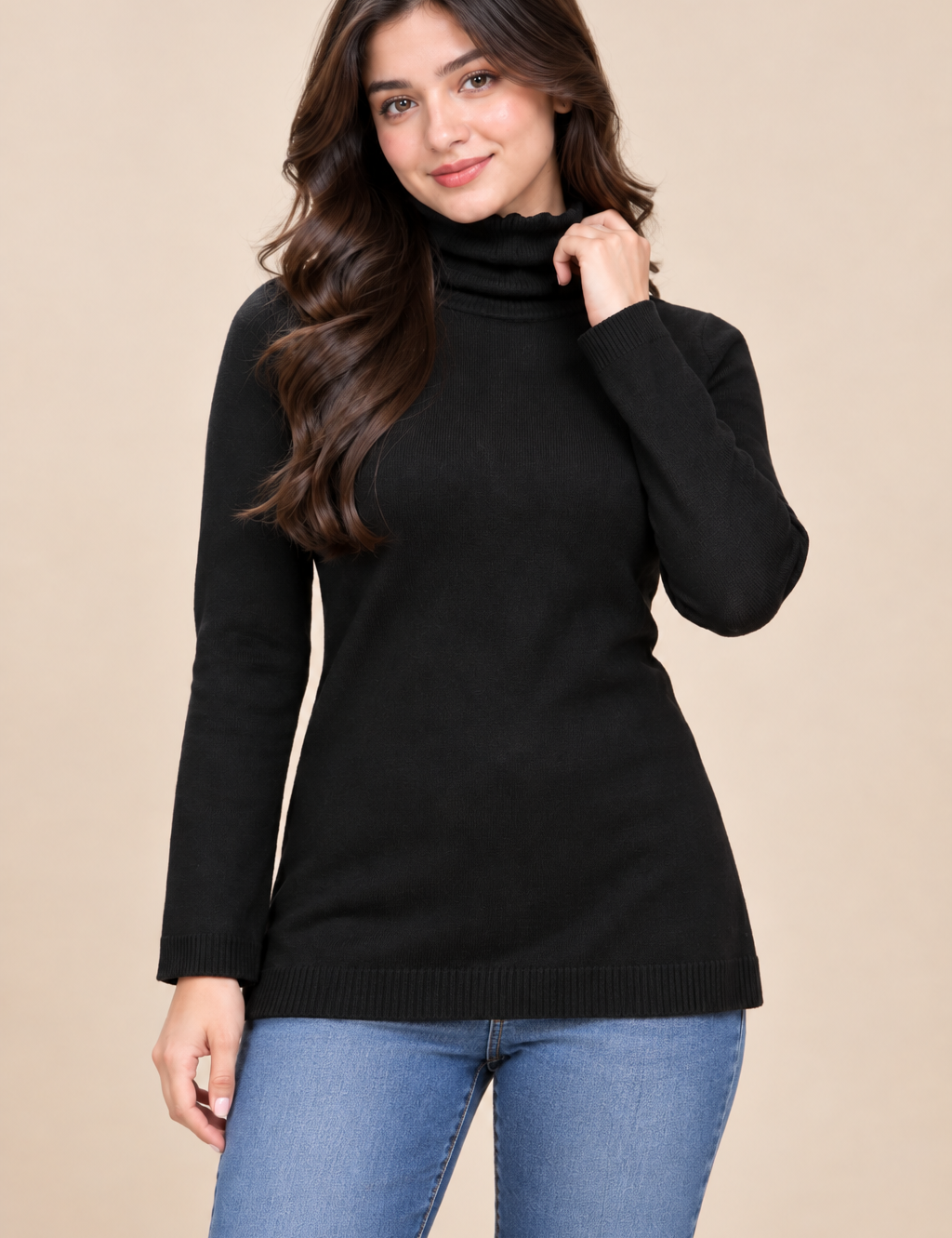 NEXT Women’s Black Turtleneck Jumper in UK Size M. A classic long-sleeve knit sweater with a stylish roll neck, ideal for winter and everyday wear.