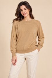   Next women’s camel knit jumper in UK size XL. Soft fine knit with ribbed shoulder detail, crew neck and long sleeves—perfect for everyday styling.