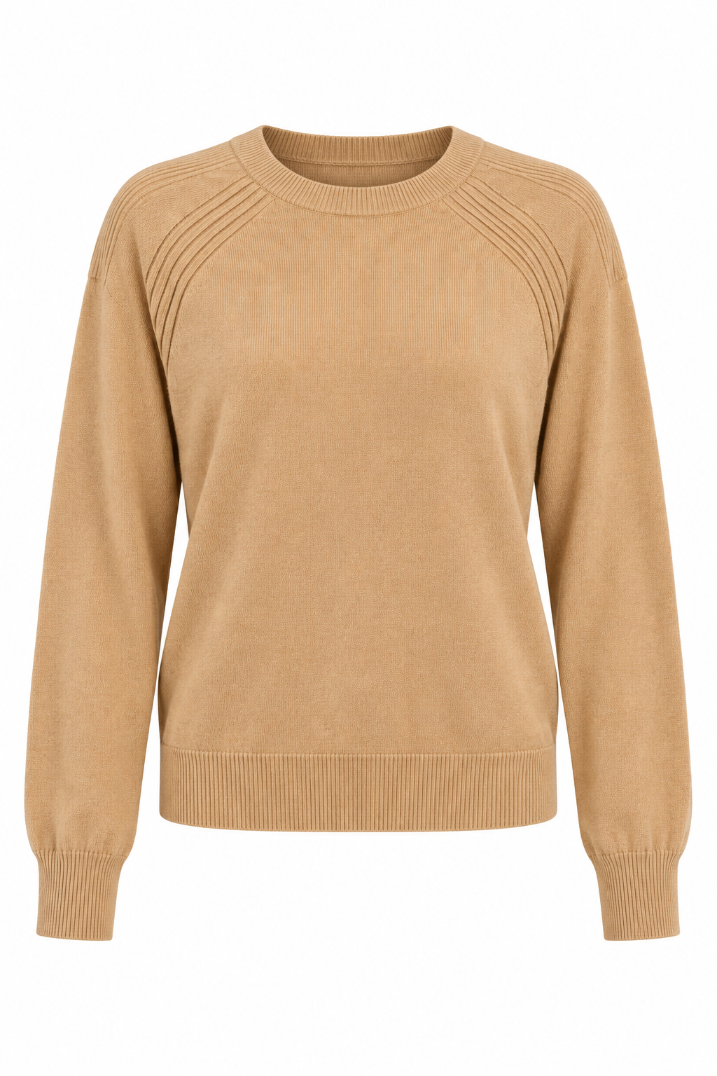   Next women’s camel knit jumper in UK size XL. Soft fine knit with ribbed shoulder detail, crew neck and long sleeves—perfect for everyday styling.