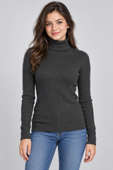 Next Women Charcoal Ribbed Turtleneck Jumper