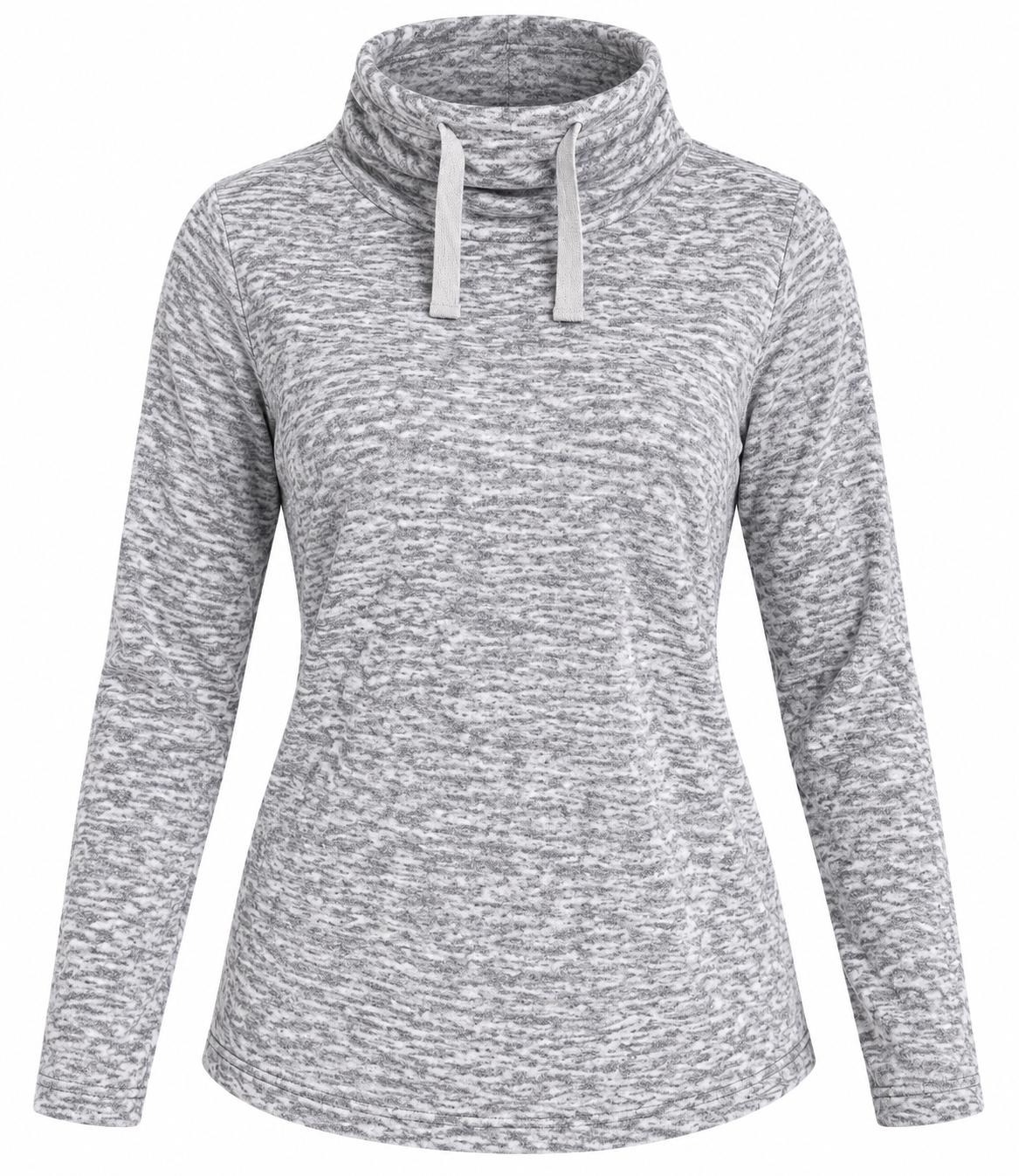   Next women’s grey marl cowl neck pullover in UK Size S, featuring long sleeves, drawstring neck detail and a comfortable casual fit.
